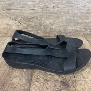 Crocs Womens Serena Black Flip Flop Thong T Strap Sandals Slingback Size 5